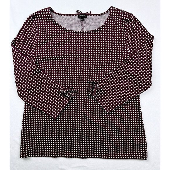 Talbots Lightweight Sweater Size L‎ Womens Maroon Star Pattern Boat Neck - Picture 1 of 6
